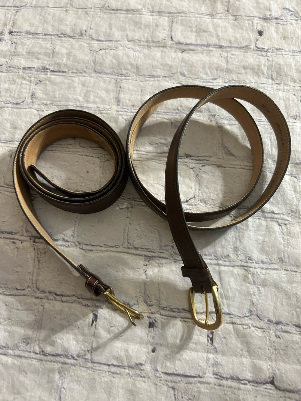 PIERRE CARDIN COWHIDE CHOCOLATE BROWN LEATHER MELLO COWHIDE BROWN LEATHER BELTS